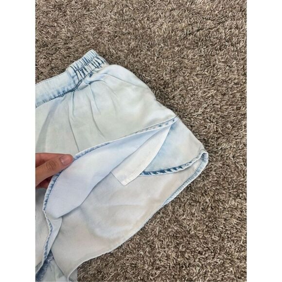 American Eagle Chambrey Blue Sun Washed Jean Shorts Pull on Elastic Waist XS - Picture 9 of 10